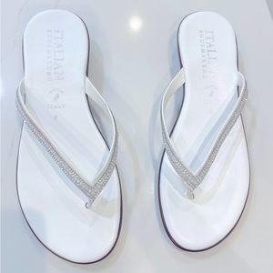 Italian Shoemakers brand, White sandal, with pearls & rhinestones on the straps